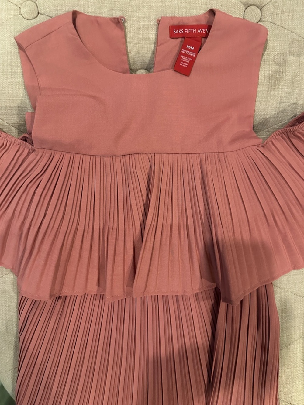 Saks Fifth Avenue Girls Dusty Rose Pleated Party Dress